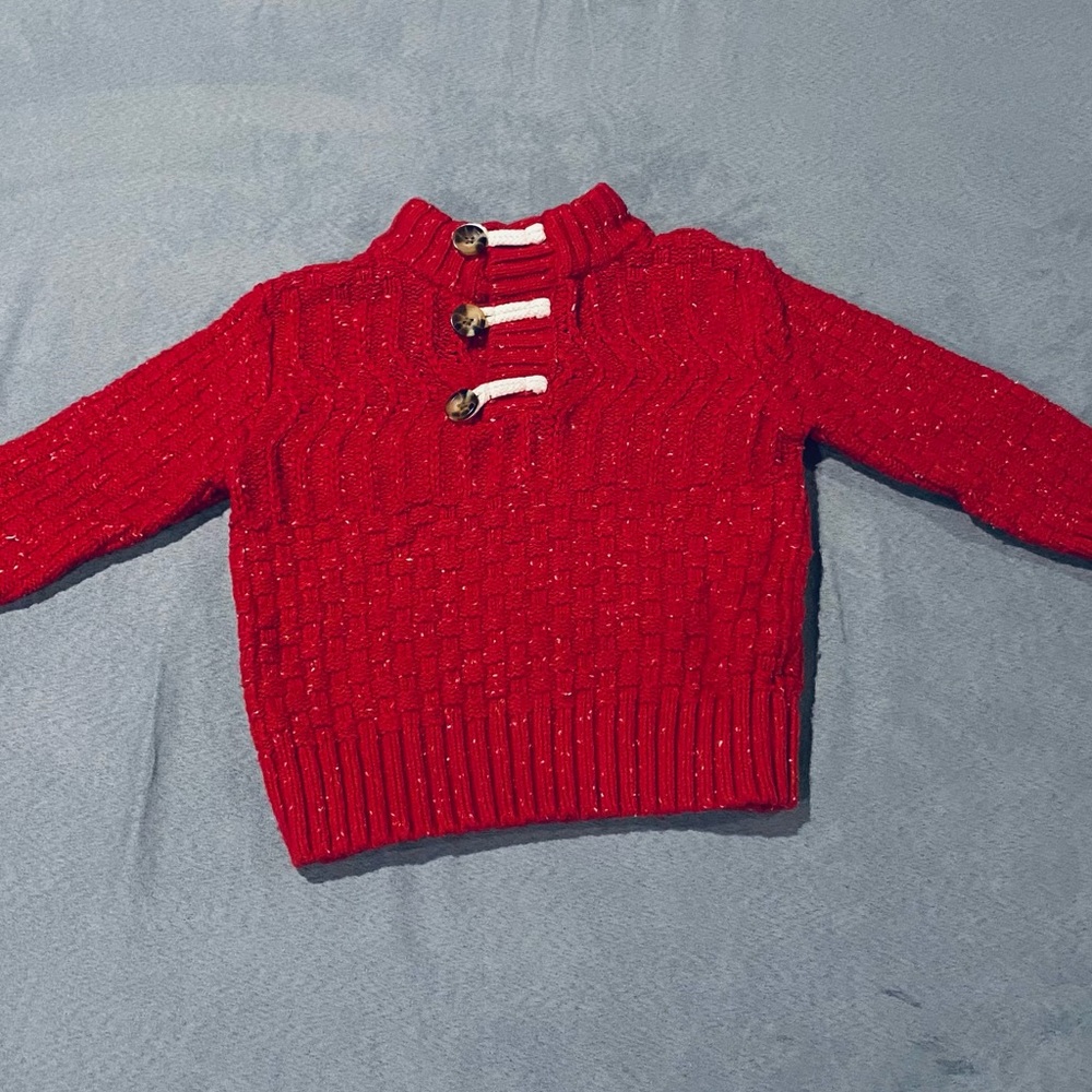 Cat & Jack Red Cable Knit Sweater SZ 2T